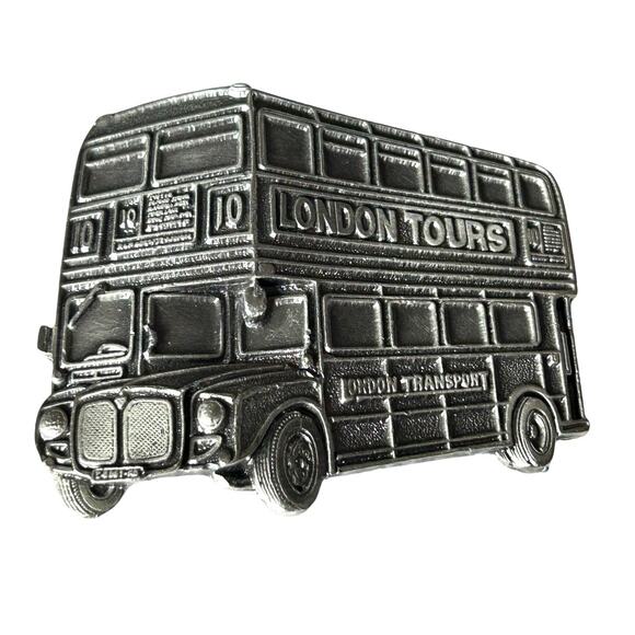 Tanside Other - Vintage 1990's London Tours Double Decker Bus Belt Buckle Pewter Tanside England